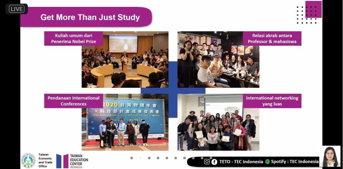TEC Online Sharing Session Studi dan Beasiswa ke Taiwan di IIB Darmajaya