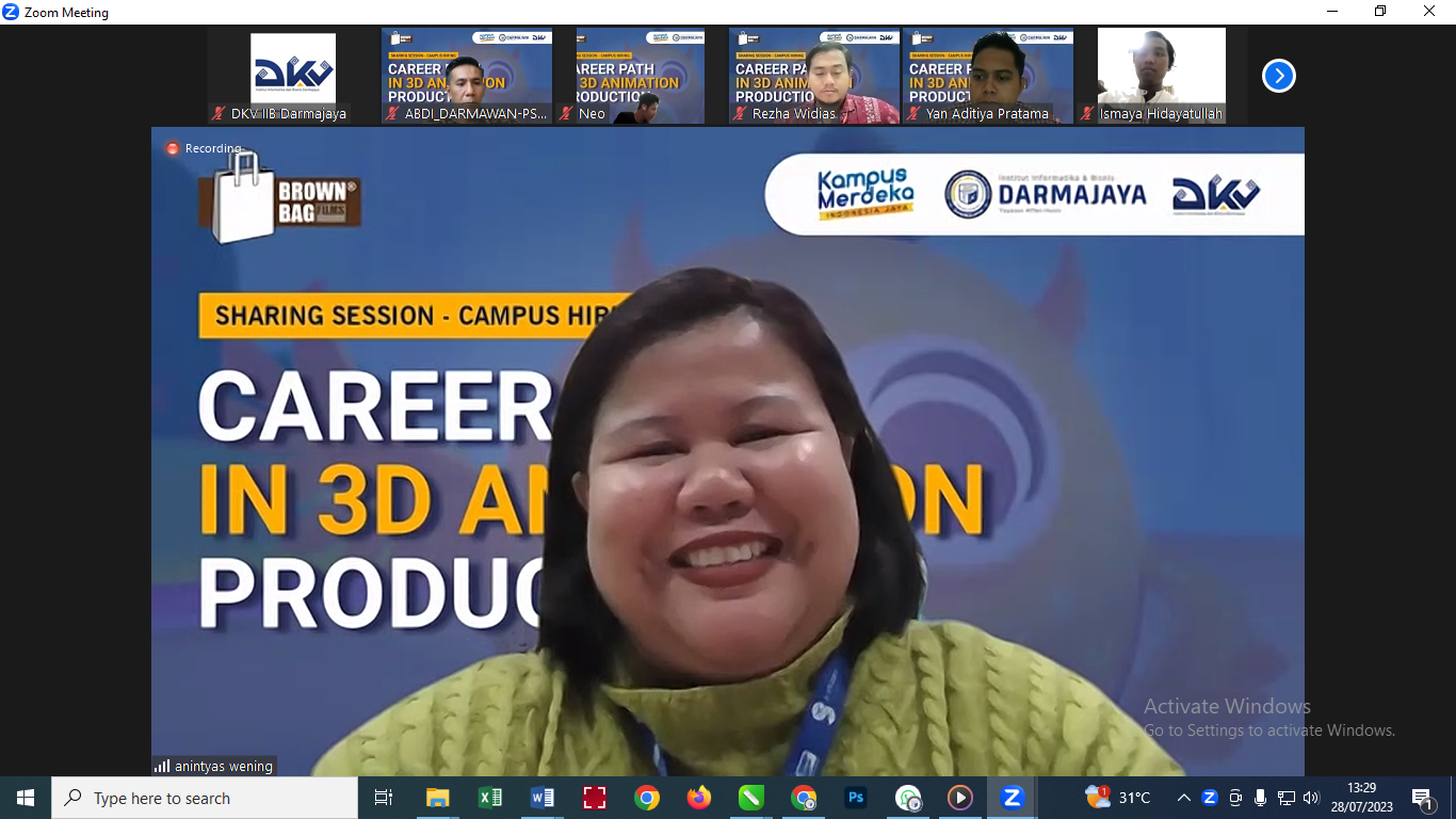 Sharing Session “Career In 3D Animation Production”, Prodi DKV IIB Darmajaya Hadirkan Brown Bags Film Bali